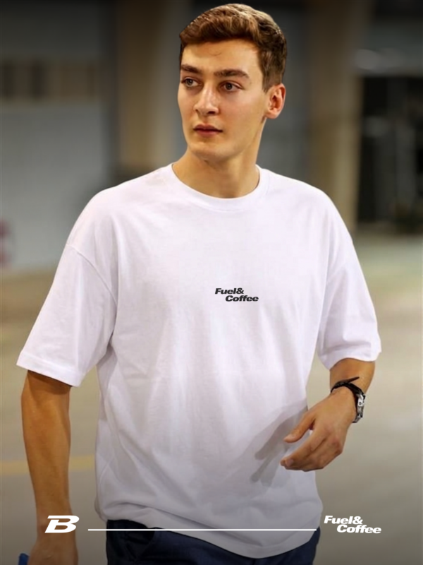 IMG_9617 Fuel & Coffee “Just Let Me Drive” Motorsport Oversized T-Shirt – White