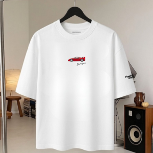 Fuel & Coffee Ferrari F40 Oversized Graphic T-Shirt- White