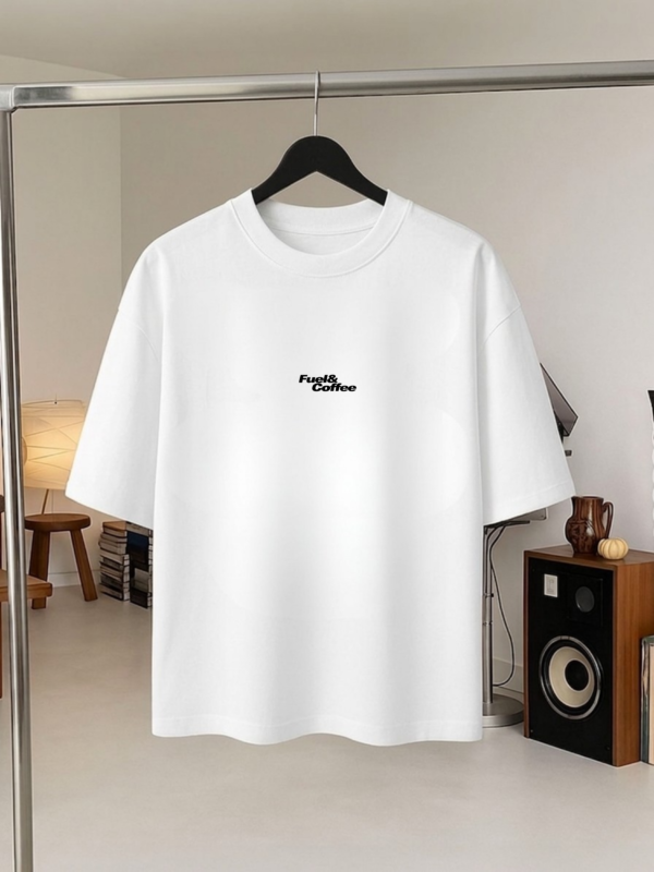 IMG_0366 Fuel & Coffee “Your Car or Me” Oversized T-Shirt – White